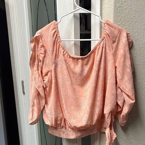 Elegant Peach Blouse with Floral Design